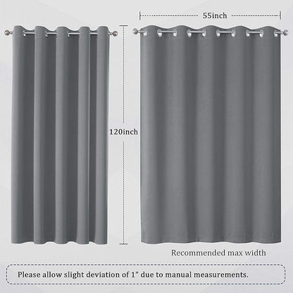 DUALIFE Grey Blackout Curtains for Bedroom 120 inches Long 2 Panels Grommet - Image 6