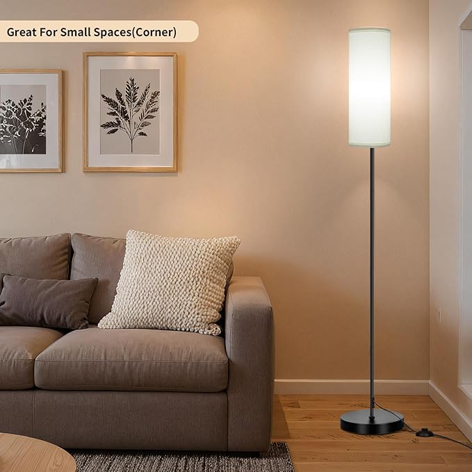 FRIDEKO HOME Floor Lamp with White Shade, Simple Design with Foot Pedal Switch - Image 2