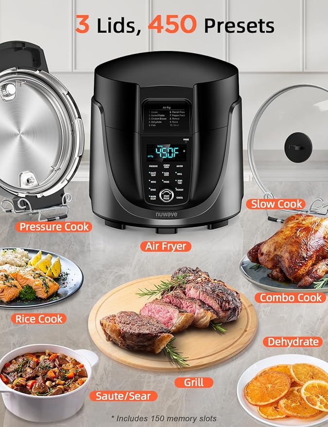 Nuwave Duet Electric Pressure Cooker & Air Fryer Combo, 450 IN 1 Slow Cooker & - Image 2
