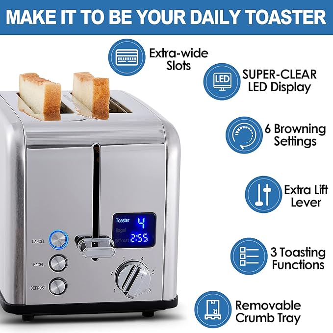 CUSIMAX Stainless Steel 2 Slice Toaster - Image 2