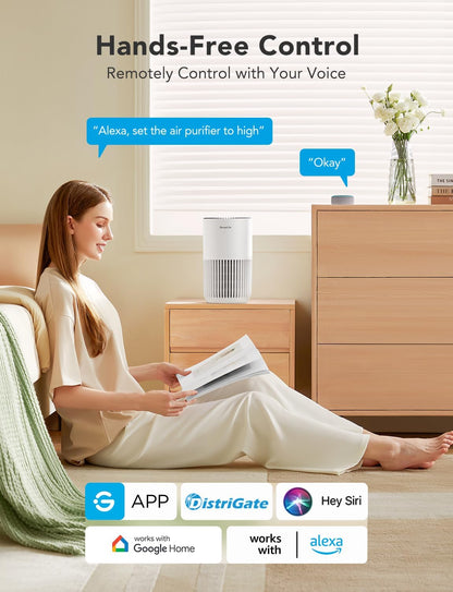 goveelife smart mini air purifier for bedroom, with shown in use