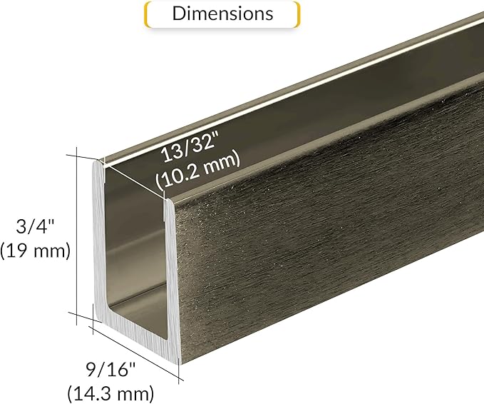 Brixwell 3/8" Fixed Panel Shower Door Deep U Channel, Antique Brushed Nickel - Image 2