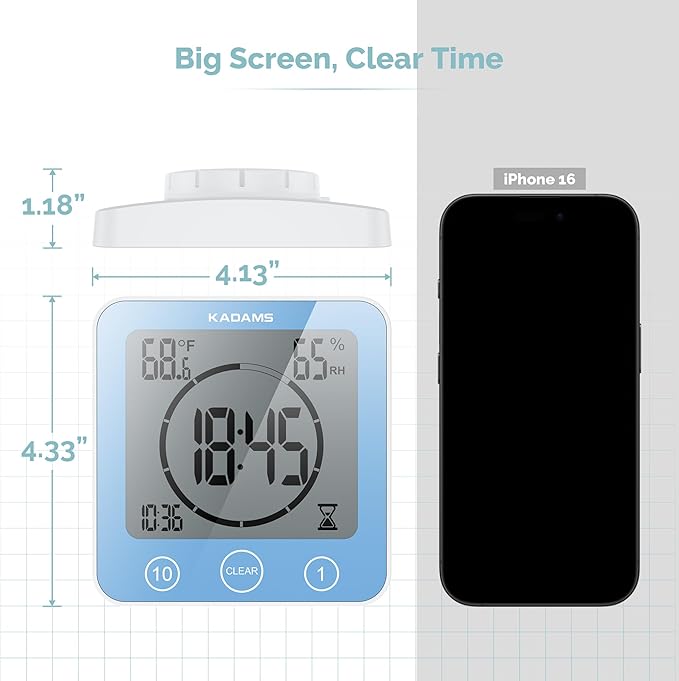 KADAMS Shower Clock Waterproof Bathroom Timer – Digital Wall Clock - Image 7