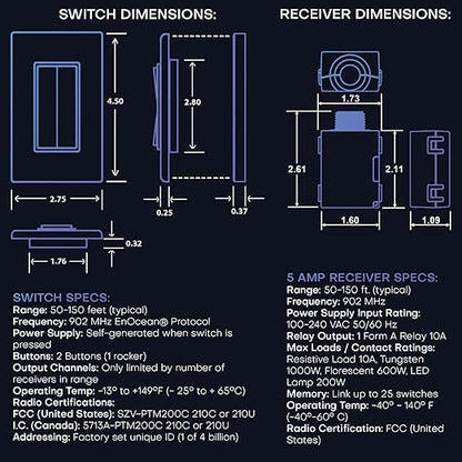 RunLessWire 3-Way Fan & Light Battery-Free DIY Kinetic Wireless Light Switch Kit - Image 8