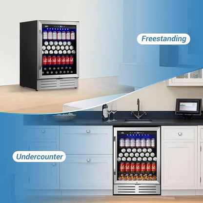 24'' Beverage Refrigerator Cooler, 168 Cans Beverage and Beer Fridge - Image 8