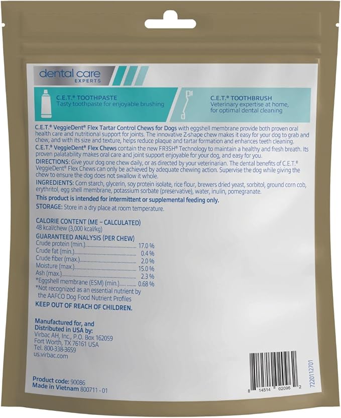 Virbac C.E.T. VEGGIEDENT Flex Tartar Control Chews - Image 2