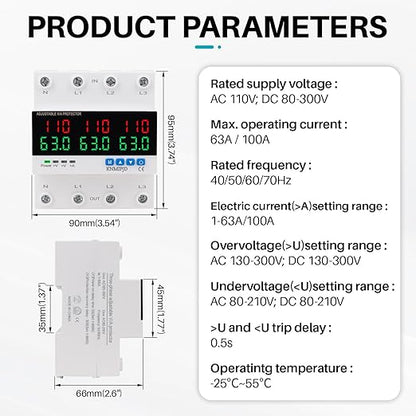 KNMIPJD Over Under Voltage Protection Device, 110V 63A Adjustable Circuit - Image 2