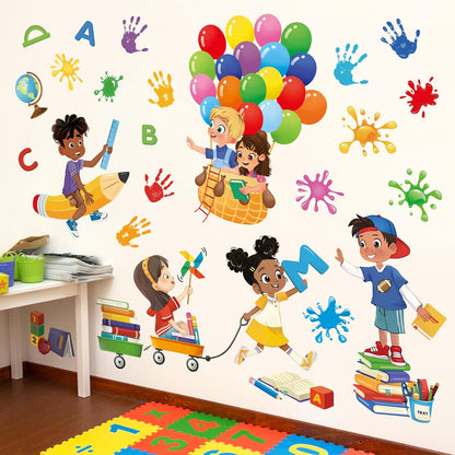 decalmile Reading Corner Balloon Kids Handprint Wall Decals Stickers