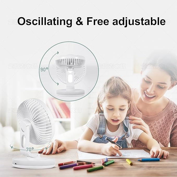 MAWFOZIN Small Desk Fan With Night Light, Auto Oscillating Table Fan With - Image 4