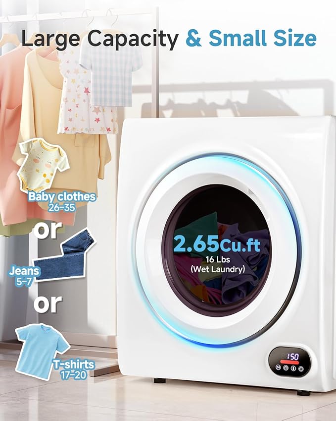 2.65 Cu.Ft Portable Clothes Dryer - 1400W Clothes Dryer - Image 4