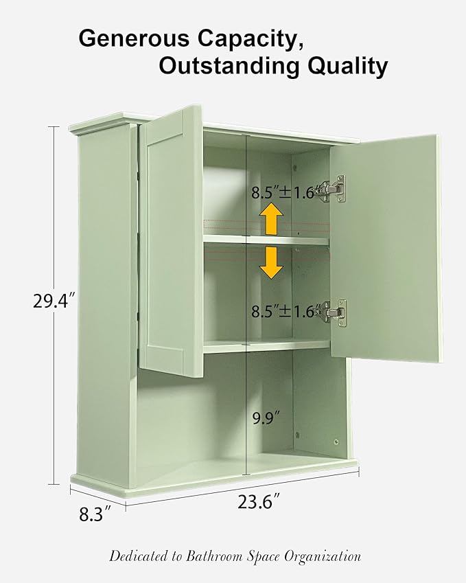 Bathroom Cabinet Wall Mount Buffering Hinge, Large Space Wooden Medicine Cabinet - Image 2