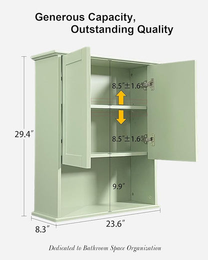 Bathroom Cabinet Wall Mount Buffering Hinge, Large Space Wooden Medicine Cabinet - Image 2