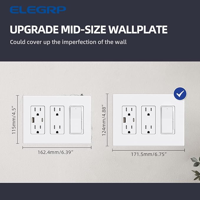 ELEGRP 3-Gang Screwless Decorative Wall Plates, Mid-Size Unbreakable - Image 6