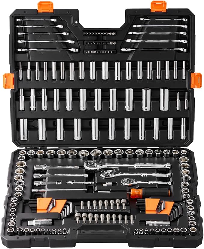 VEVOR Mechanics Tool Set, 1/4" 3/8" 1/2" Drive Deep and Standard Sockets - Image 9