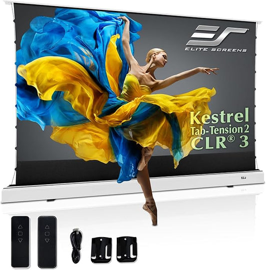Elite Screens Kestrel Tab-Tension 2 CLR3, Ultra-Short Throw Ceiling Ambient by EliteScreensInc
