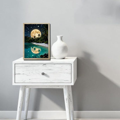 URVIP LED Glowing Photo Frame, 3D Starry-Sky Blue Moon Wall Art, 9x12 Inches - Image 5