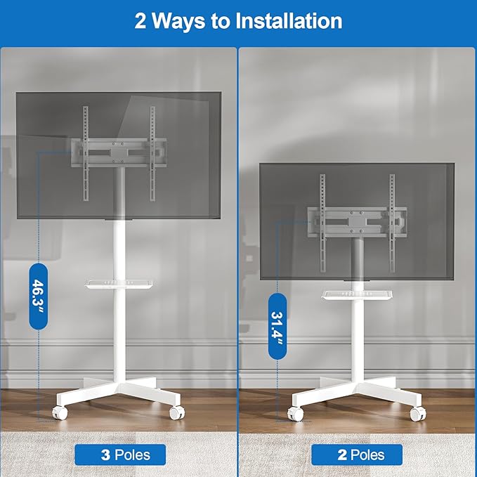 HOLMAXD Mobile TV Stand for 23-65 Inch LCD LED Flat/Curved Panel Screen TVs - Image 4