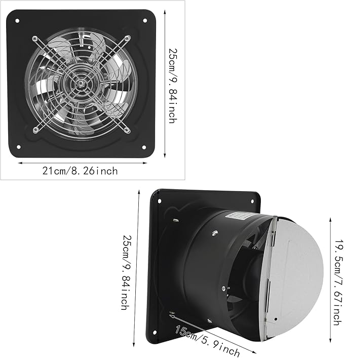 XUFOPLY 7.68 Inch Exhaust Fan, 110V 80W Wall Mounted Vent Fans 2600RPM Kitchen - Image 5