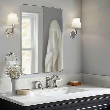 ANDY STAR 30"x48" Brushed Nickel Bathroom Mirror, Large Wall Mirror - Image 2
