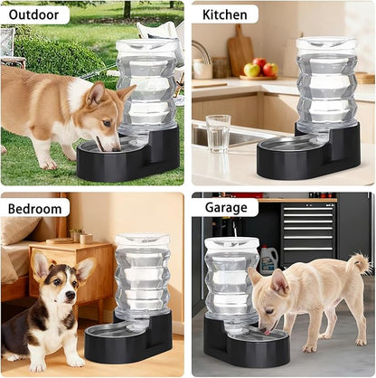 RIZZARI Dog Food Water Dispenser: 7L Large Black Stainless Steel Gravity Water - Image 3
