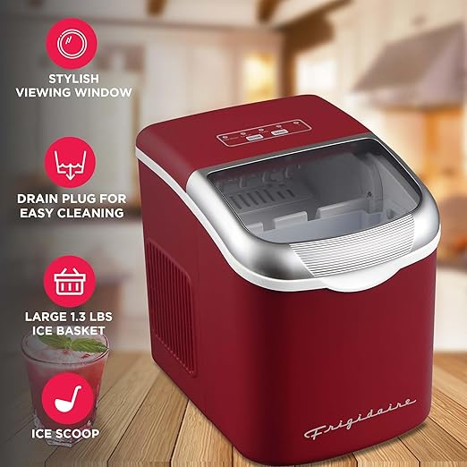 FRIGIDAIRE Retro Compact Ice Maker Machine, Bullet Ice, 26 lb per Day - Image 3