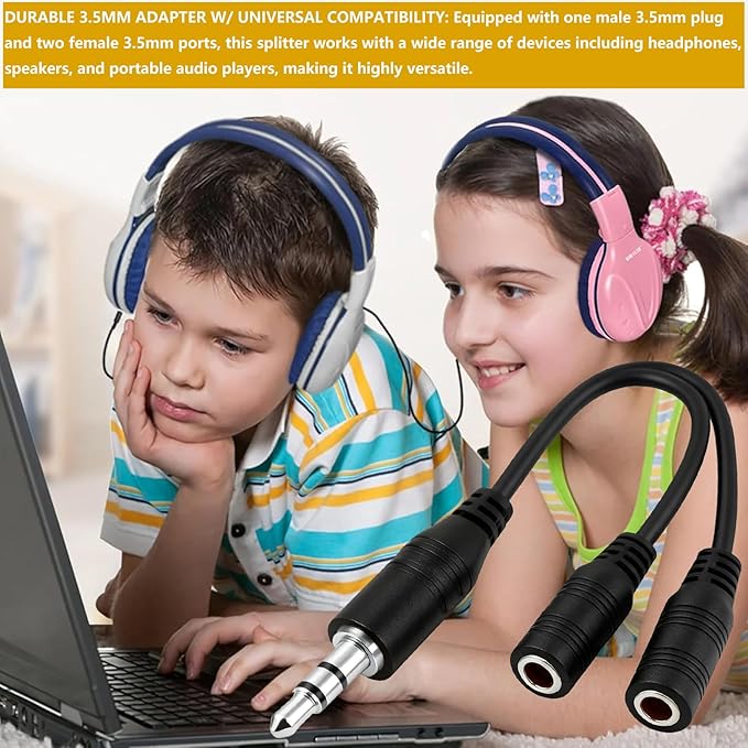 2-pack 3.5mm Audio Headphone Splitter – Dual Listening and Speaker Jack Y - Image 5