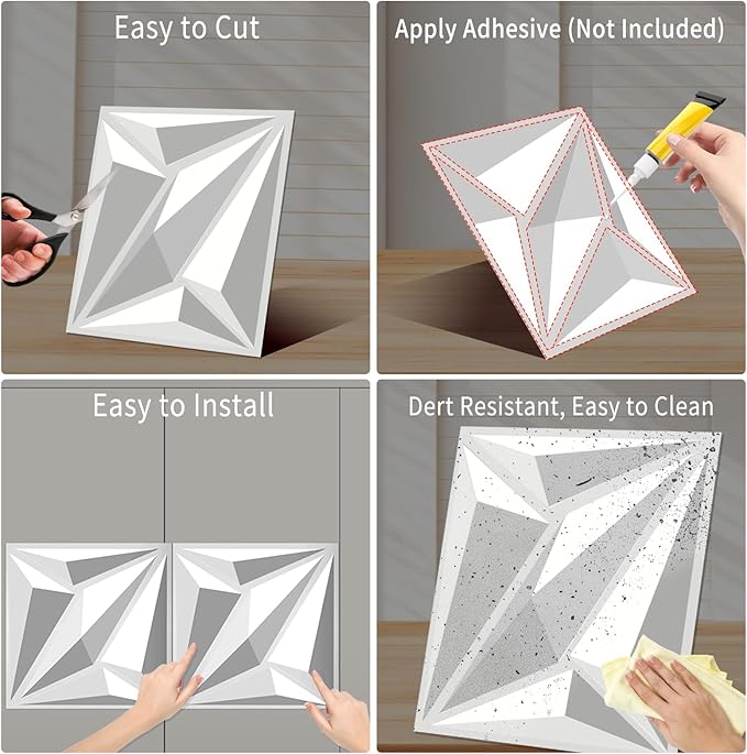 33-Piece 3D Embossed PVC Wall Panel Set – 12x12 Inch Textured Wall Decor – - Image 5