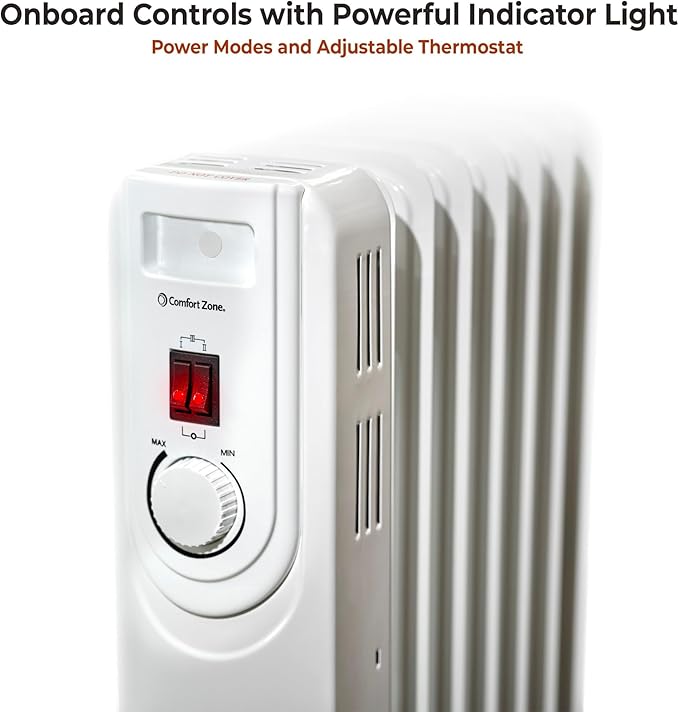 Comfort Zone Electric Oil-Filled Radiant Radiator Space Heater, Never Refill - Image 7
