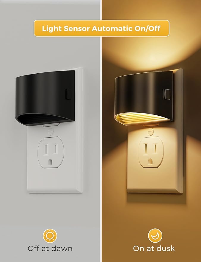 L LOHAS LED Night Lights Plug into Wall 2 Pack, Dusk to Dawn Sensor Nightlight - Image 3