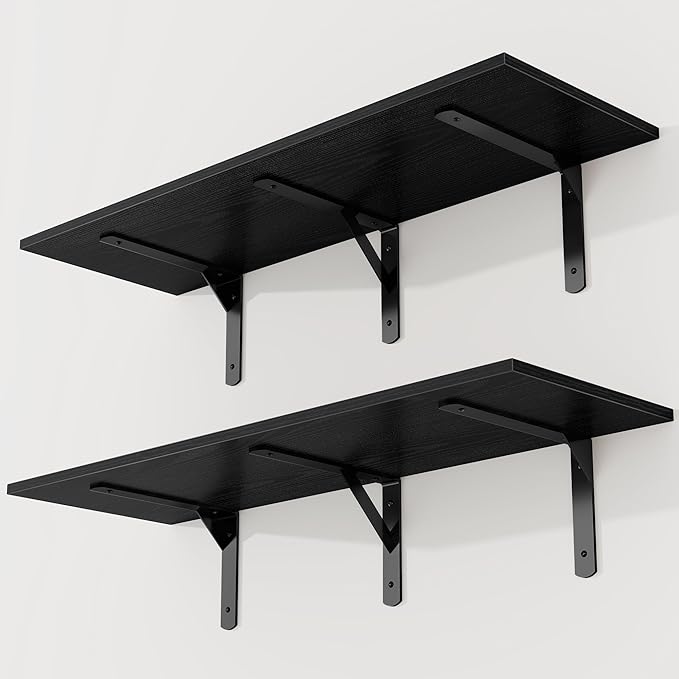 36 Inch Black Floating Shelves Wall Mounted, 12 Inch Deep Wall Shelves - Image 4