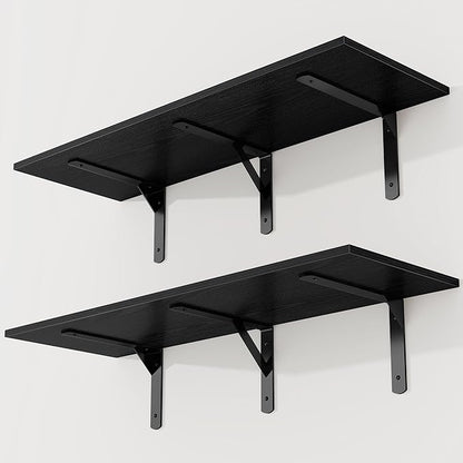 36 Inch Black Floating Shelves Wall Mounted, 12 Inch Deep Wall Shelves - Image 4