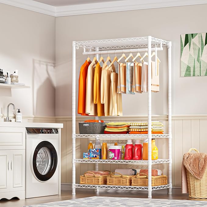 Ulif H4 Portable Closets, 4-Tier Metal Clothes Garment Rack - Image 5