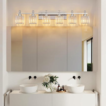 FDPBY Vanity Lights 6-Light Modern Crystal Vanity Light Chrome Bathroom Light - Image 6