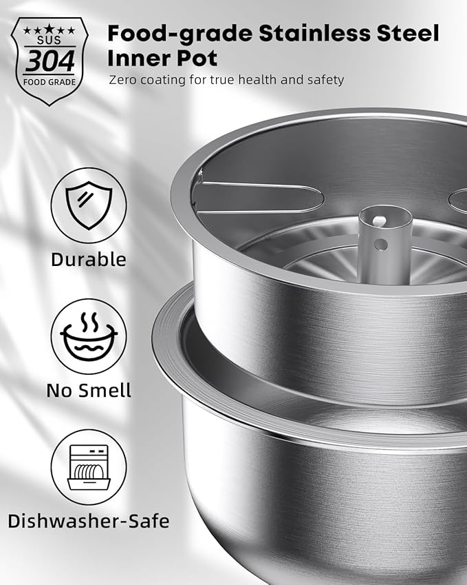 Novaspark Low Carb Rice Cooker Stainless Steel Inner Pot, Mini Stainless Steel - Image 3