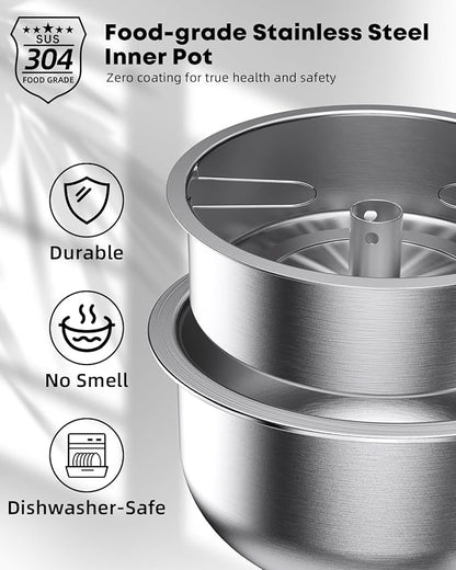 Novaspark Low Carb Rice Cooker Stainless Steel Inner Pot, Mini Stainless Steel - Image 3