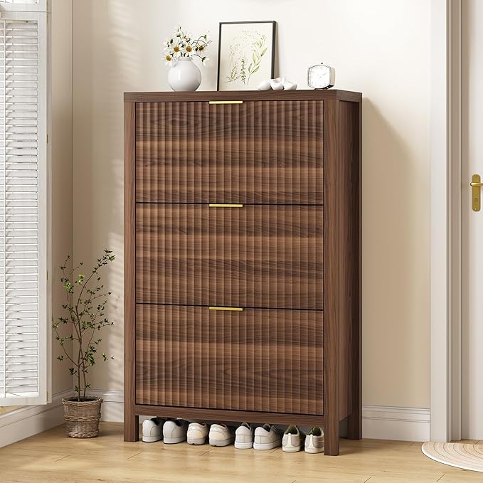 Shoe Cabinet Storage for Entryway, Fluted Shoe Cabinet - Image 8