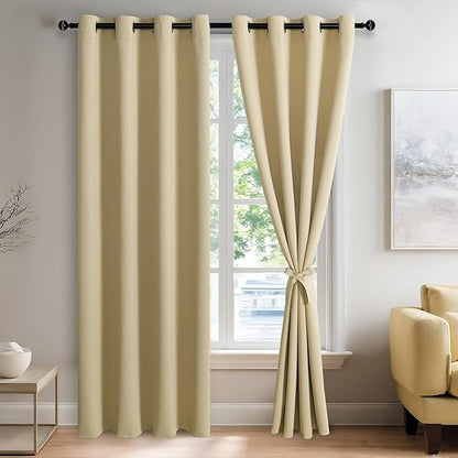 JIUZHEN Light Beige Blackout Curtains by JIUZHEN