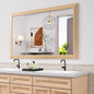 Amorho Bathroom Mirror for Wall, 48X30 Inch Oak Wood Grain Metal Framed Mirror by Amorho