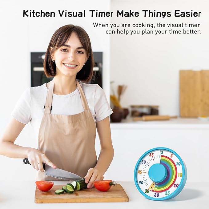 Secura 60-Minute Rainbow Visual Timer 6-Inch Mechanical Countdown Timers - Image 5