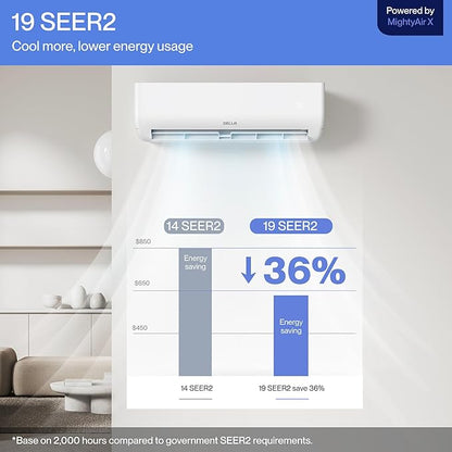 DELLA Motto Series 9100 BTU 19 SEER2 230V Mini Split AC, Cools Up to 400 Sq.Ft - Image 2