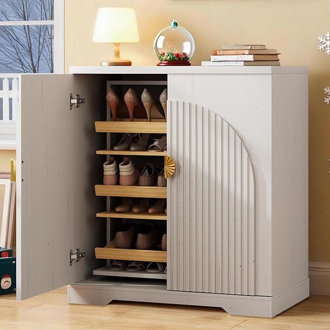 Vlsrka Shoe Cabinet Storage for Entryway, 6-Tier Rotating Shoe Organizer Cabinet - Image 8