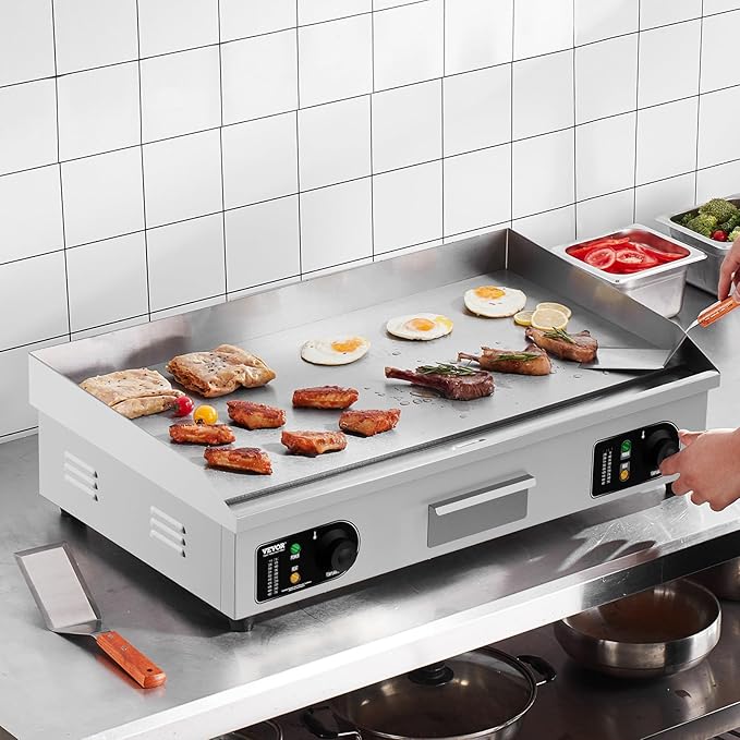 VEVOR Commercial Electric Griddle, 2800W Countertop Flat Top Grill, 122℉-572 ℉ - Image 8