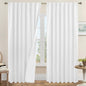 LAMIT White 100% Blackout Linen Curtains 84 Inches Long, Linen Textured Living by LAMIT
