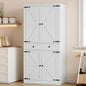 Pantry Organizers and Storage Cabinet, 70” Barn Door White Kitchen Cabinet by BORNOON