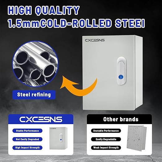 Outdoor Electrical Box 10 x 8 x 6''D NEMA 4X Enclosure Steel Box, Waterproof & - Image 3