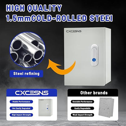 Outdoor Electrical Box 12 x 8 x 6''D NEMA 4X Enclosure Steel Box, Waterproof & - Image 3
