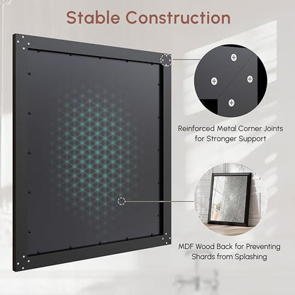 USHOWER Black Wall Mirror, 30x36 Bathroom Mirror, Beveled Rectangular Wall - Image 5