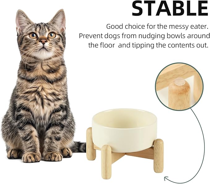 Ceramic 5.1inch Raised Dog and Cat Bowl Set, Elevated - Image 5