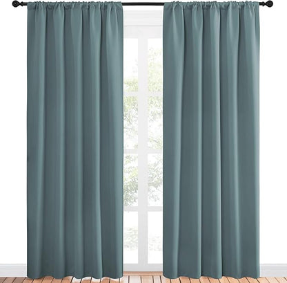 NICETOWN Greyish Blue Blackout Curtains Panels - Image 2