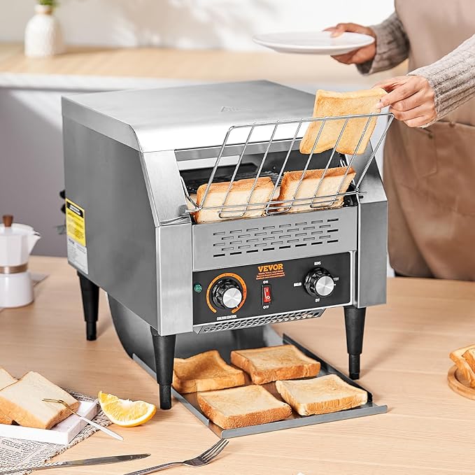 VEVOR Commercial Conveyor Toaster, 300 Slices/Hour, Heavy Duty Stainless Steel - Image 8